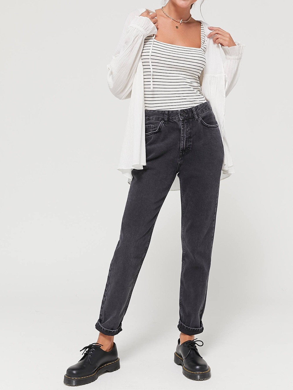UO BDG Mom High-Rise Jeans in Washed Black 27